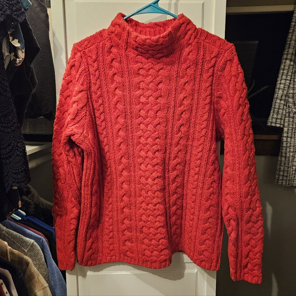 Lands' End Vibrant Red Knit Sweater